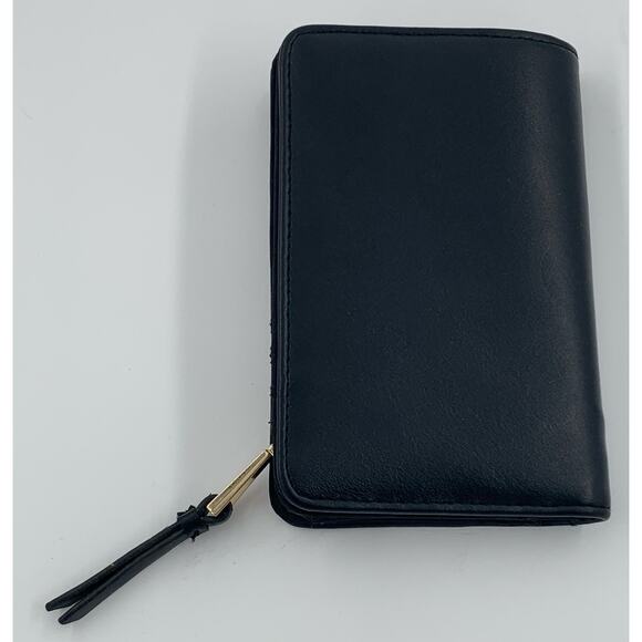 Small Black Wallet Womens Zipper Snap Card Slots Coin Pocket Smooth Window Slot - Picture 3 of 8